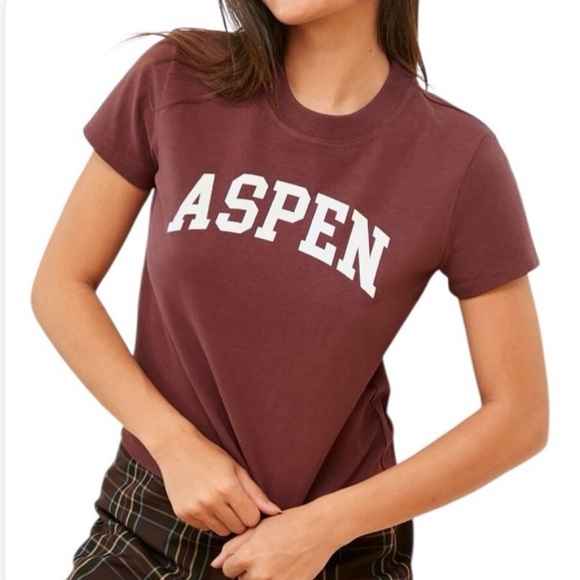 Aritzia Sunday Best Burgundy Red Maroon “Aspen” Tee Shirt - Picture 1 of 1